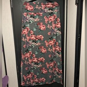 Agnes & Dora Pink Green & Grey Floral Print Soft Stretchy Skirt